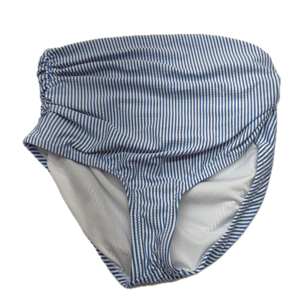 J.Crew Bikini Bottoms Womens Small Blue Seersucker Nautical Preppy Coastal